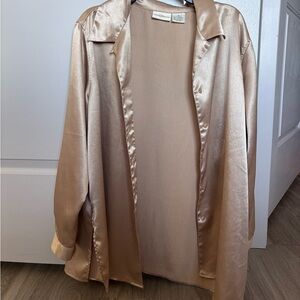 Gold Satin Long Sleeve Blouse